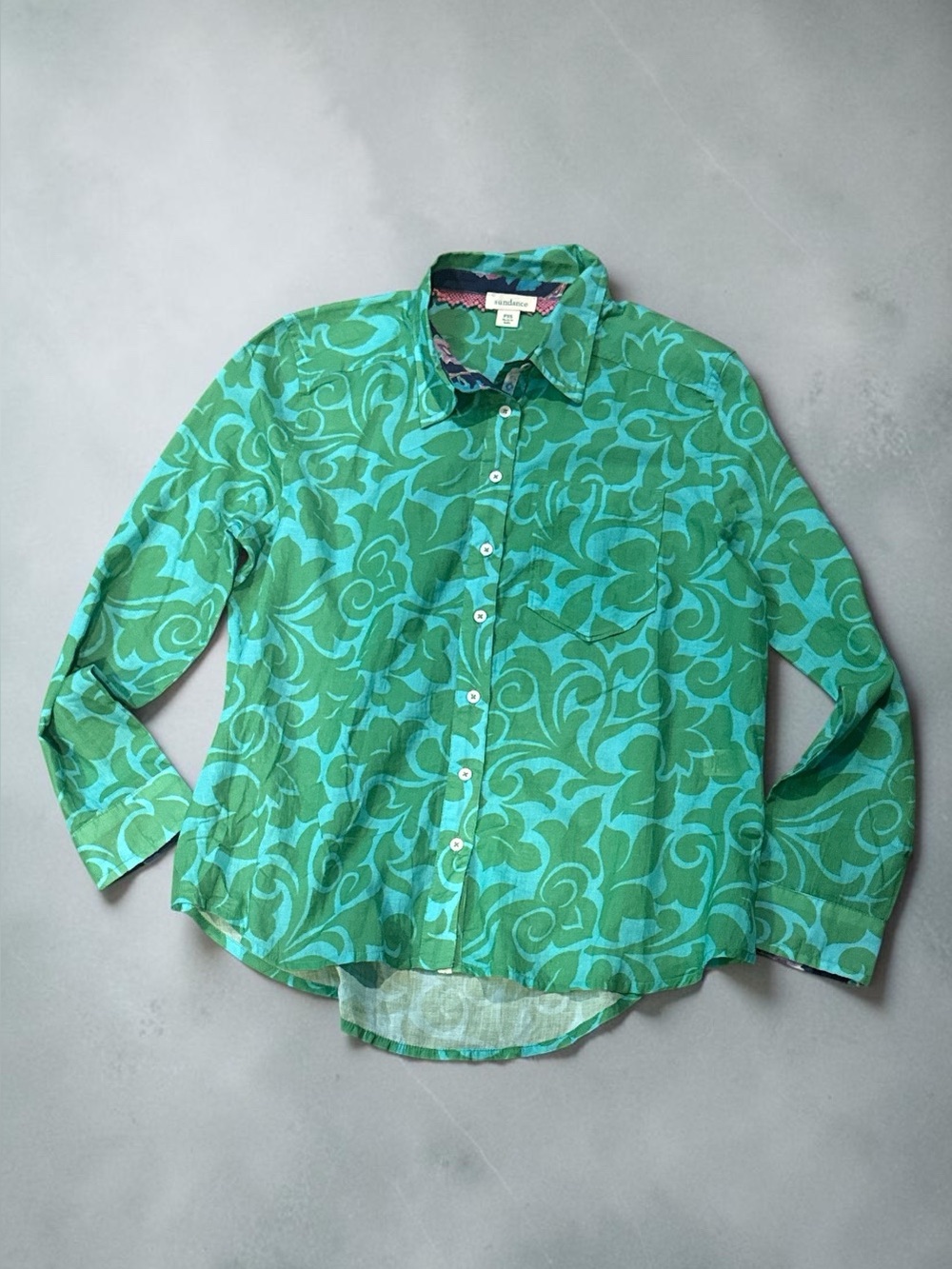 Sundance cotton botanical button-down blouse, size XSP